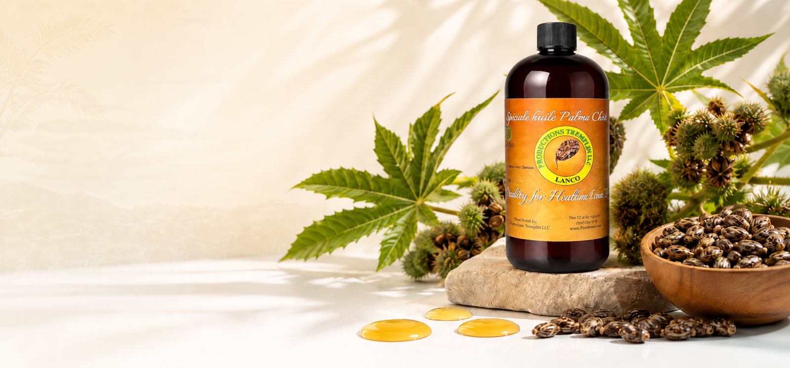 LANCO Palma Christi castor oil with castor leaves and seeds